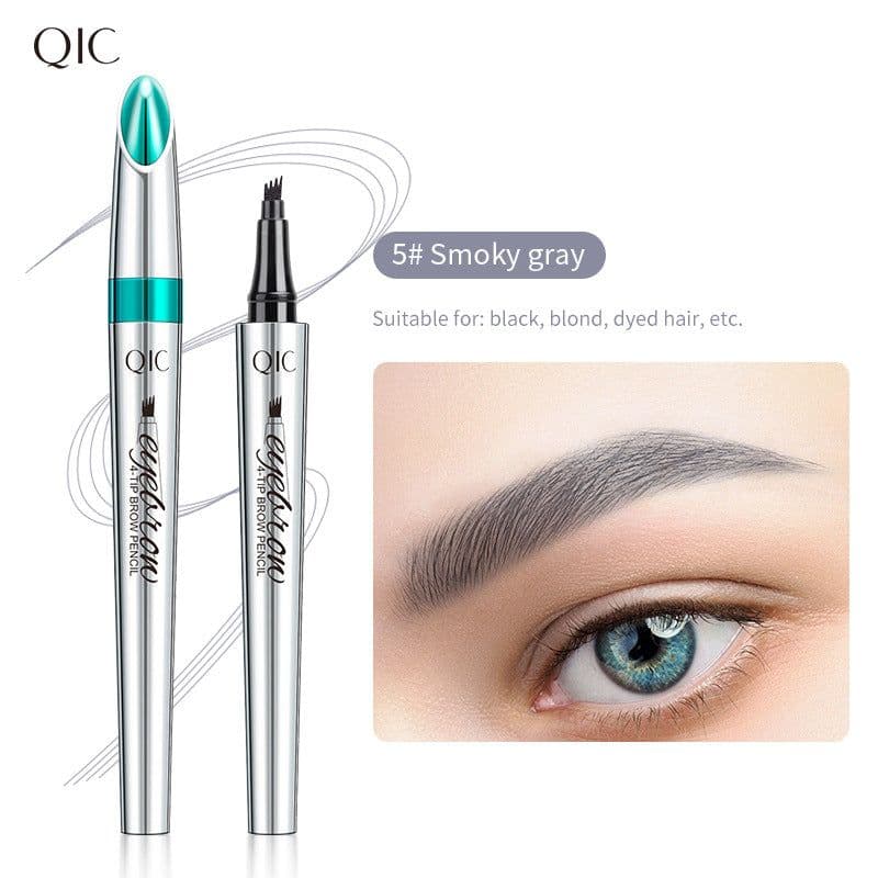 image-Cross-border QIC Japanese four-head eyebrow pencil imitation wild eyebrow waterproof non-smudge four-claw forked liquid eyebrow pencil