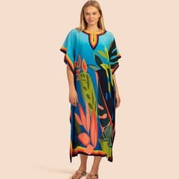 image-European and American new positioning printed blouse seaside holiday long skirt loose blouse bikini swimsuit robe outer wear female