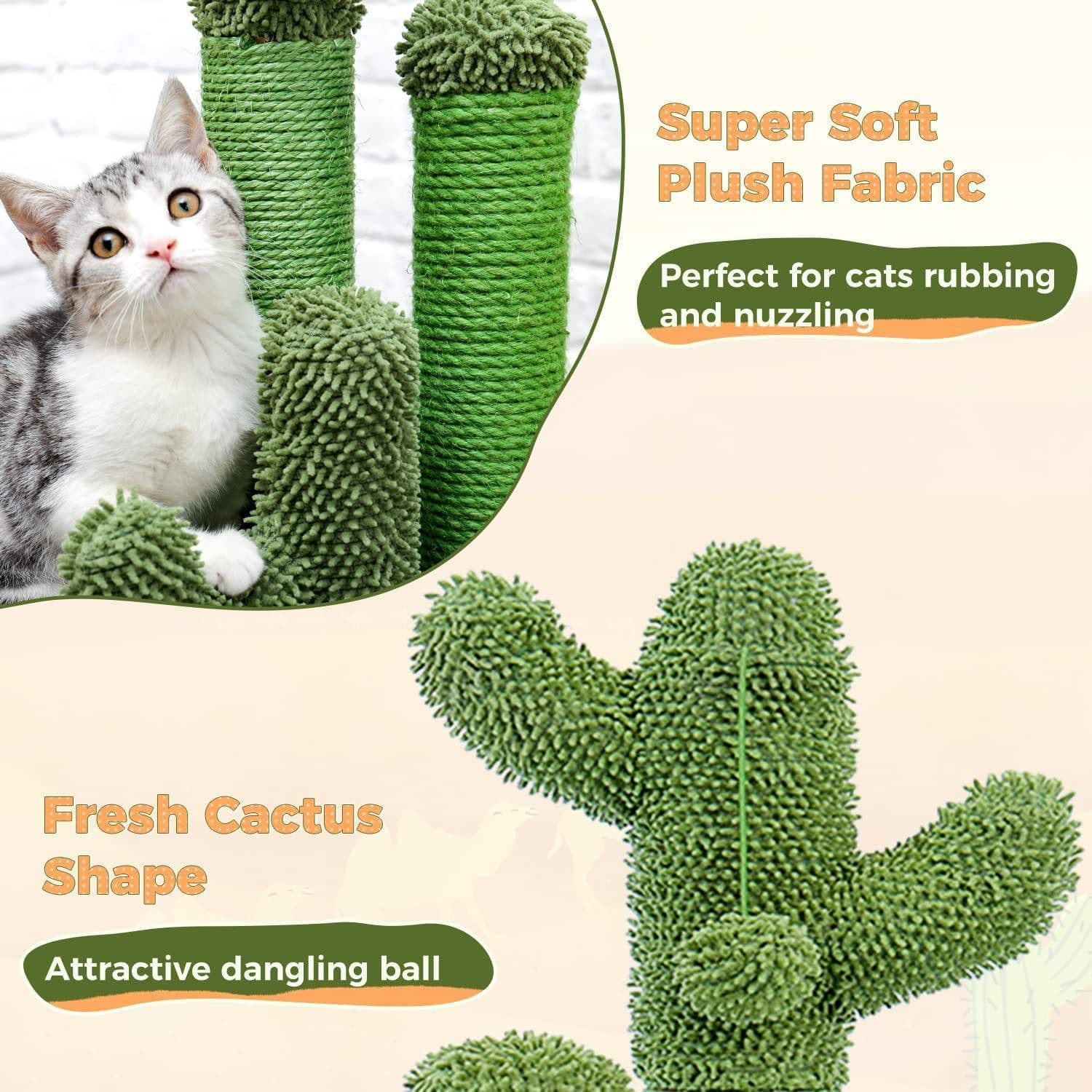 image-Cat Climbing Frame Saguaro Cactus Plant Indoor Toy - Green Wooden