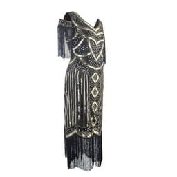 image-Retro Evening Sequin Dress - Apricot 1920s Style Midi Skirt - Elegant Party Dress