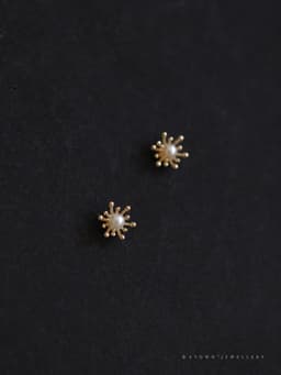 image-Sterling Silver Plated 14K Gold Stamen Flower Earrings for Women