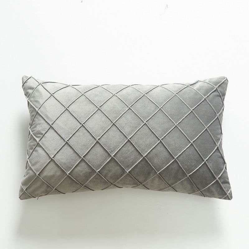 image-Dutch Velvet Plaid Waist Pillow Purple 30×50cm