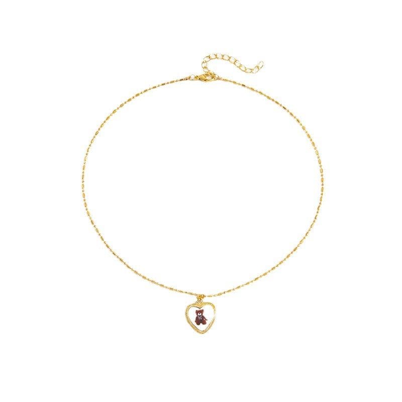 image-Korean Jewelry Cute Bear Clavicle Necklace, Fashionable Simple 10cm Chain for Women