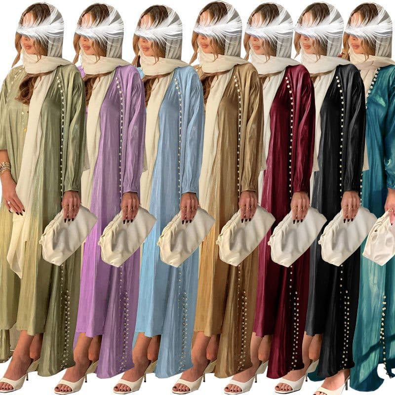 image-ABOs Muslim Dress - Malachite Green Beaded