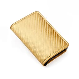 image-Amazon men's card bag straw mat pattern card holder men's business metal wallet aluminum alloy multi-card slot automatic card box