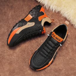 image-Men's Casual Sneakers - Black White Low Cut