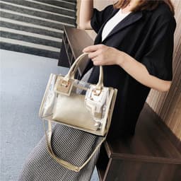 image-Leaf Diamond Bags Jelly Messenger - Silver PU One-Shoulder (50 characters)