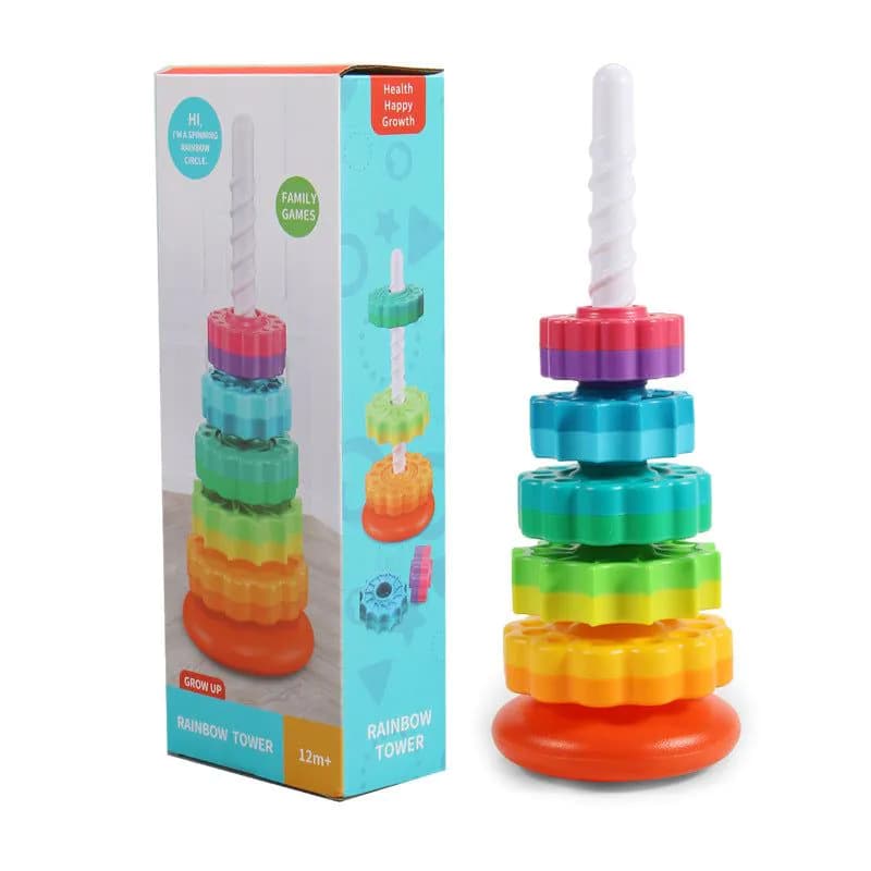 image-Jufan Rainbow Stacking Ring Tower Baby Toy