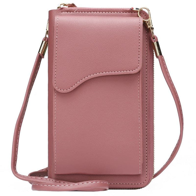 image-Light Purple PU Leather Phone Bag - Korean Style