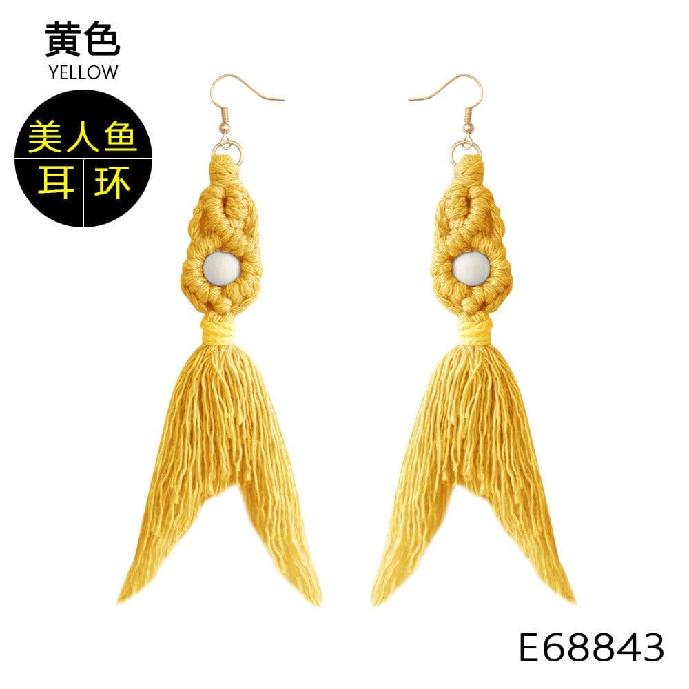 image-Green Tassel Earrings Women Bohemian Layered