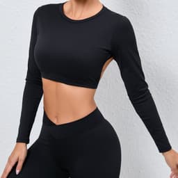 image-Sports Tops with Chest Pads, Backless, Women's Yoga Fitness Clothes - 65"