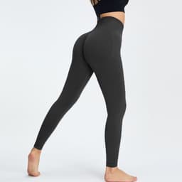 image-High Waist Yoga Leggings - Nude Spandex Fitness Pants XL