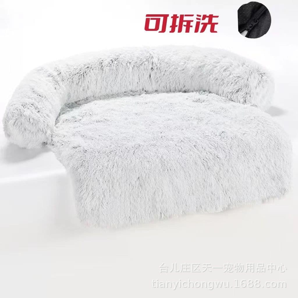 image-Premium Plush Pet Litter Sofa Bed With Blanket Dual Use
