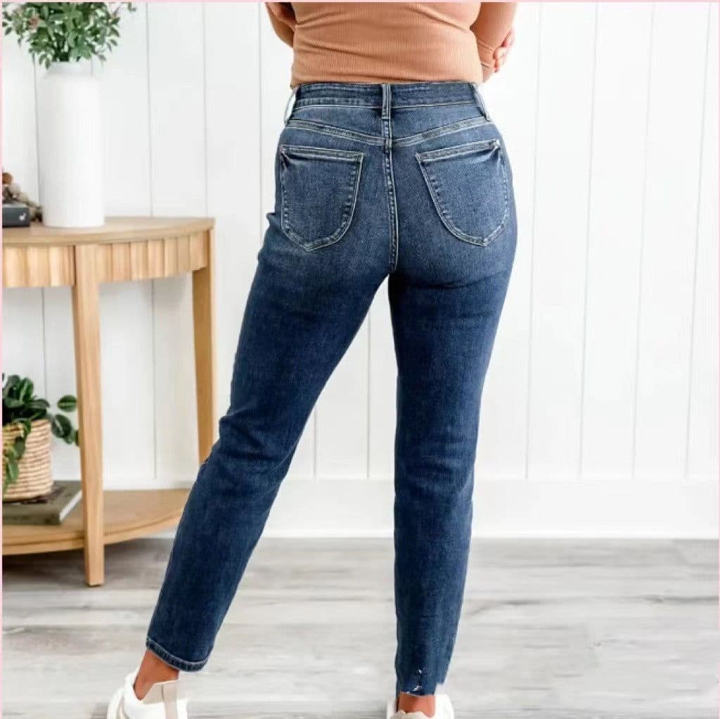 image-Women's Skinny Jeans - High Waist Stretch Denim