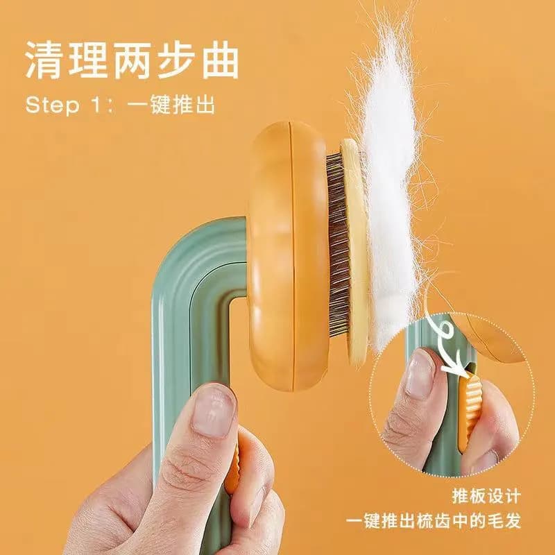image-Pet Hair Removal Comb Dog Grooming Brush Gray Blue