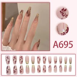 image-Autumn and winter gentle, sweet and pure desire INS style manicure wear nail polish girl whitening printed ice transparent fake nail polish