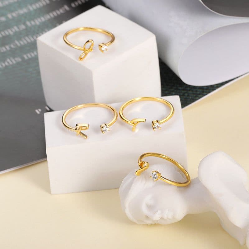 image-Cross-border simple letter ring English letter ring women's opening adjustable ring name ring spot