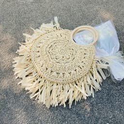 image-Summer personalized large-capacity bag female 2022 new fashion beach straw bag niche design tassel handbag