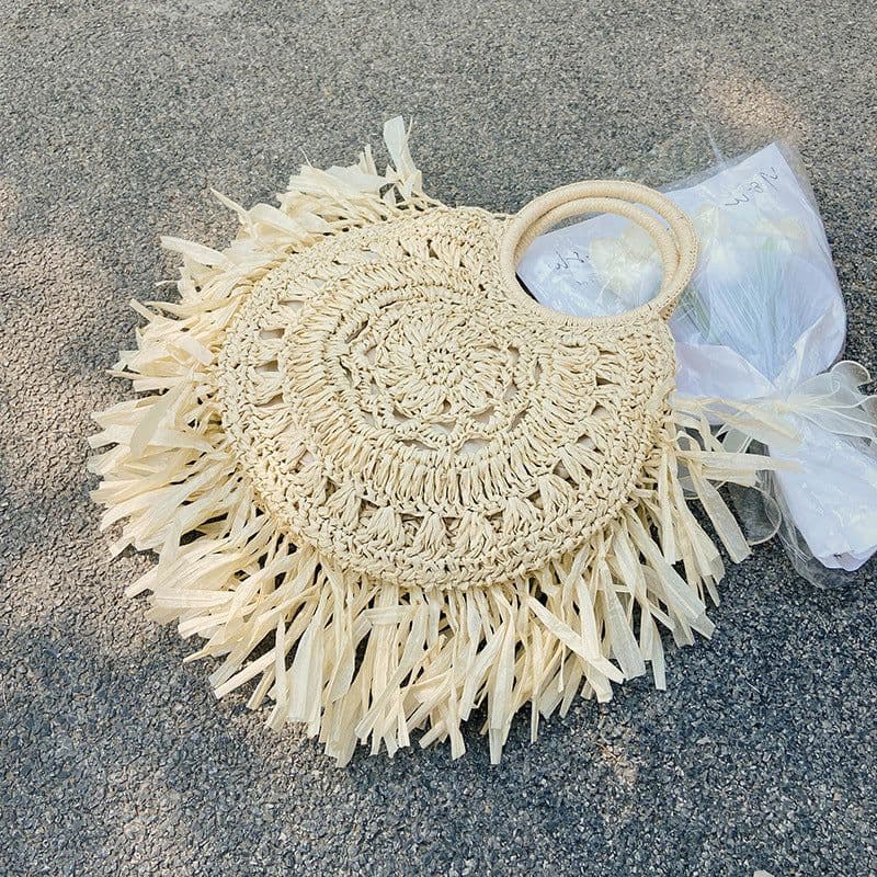 image-Summer personalized large-capacity bag female 2022 new fashion beach straw bag niche design tassel handbag