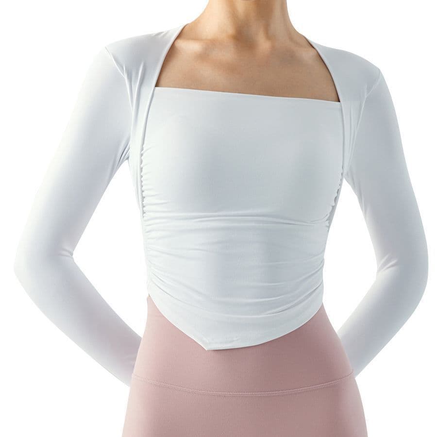 image-Yoga Long-Sleeved Fitness Top - Pleated Slim Running Top