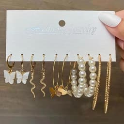 image-European and American cross-border earrings retro alloy butterfly snake earrings creative simple acrylic earrings set