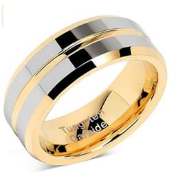 image-Tungsten Steel Ring - 8mm Gold Chamfered