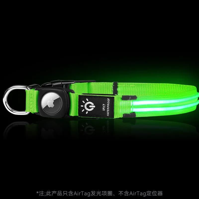 image-Hot selling airtag protective case positioning tracker case waterproof LED pet light-up collar protective case USB charging