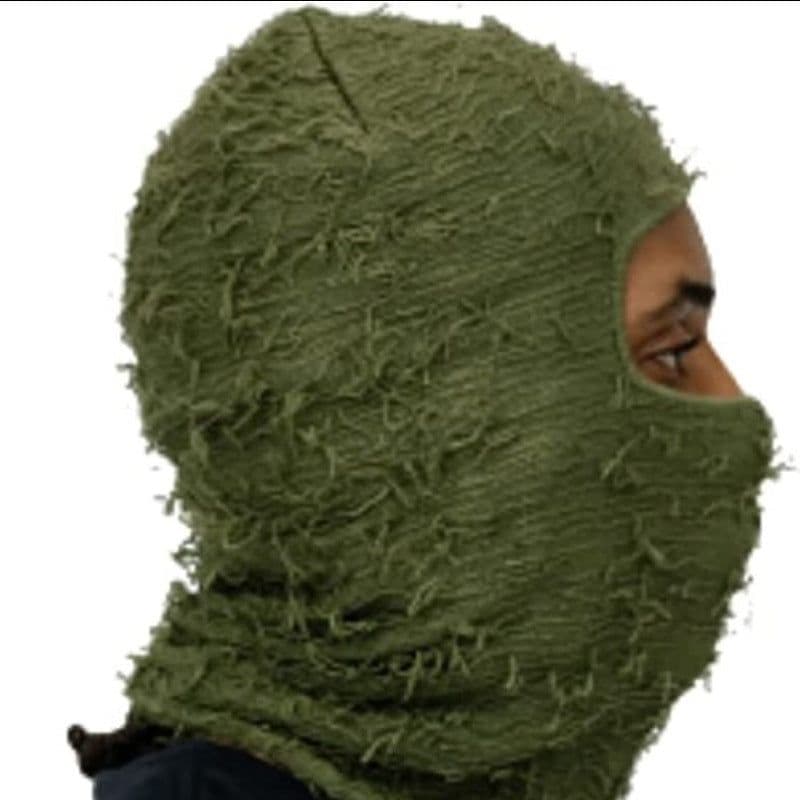 image-Camouflage Knitted Balaclava Hat - Polyester Coffee