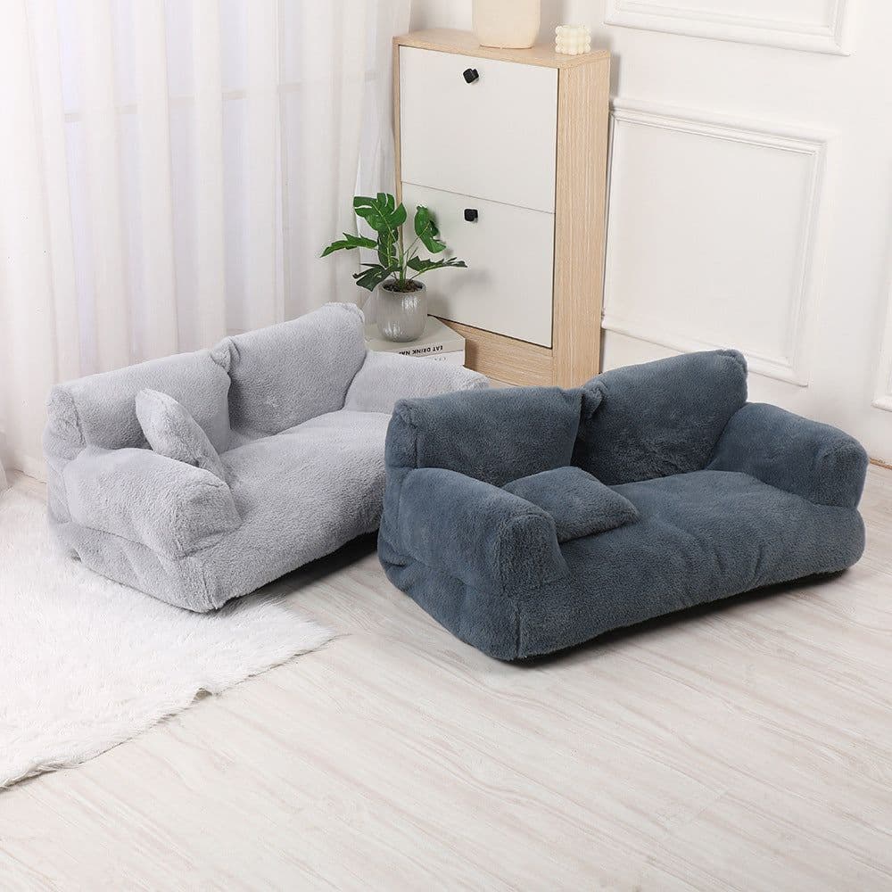 image-Pet Sofa Bed - Rabbit Plush Khaki S 45x38x22cm