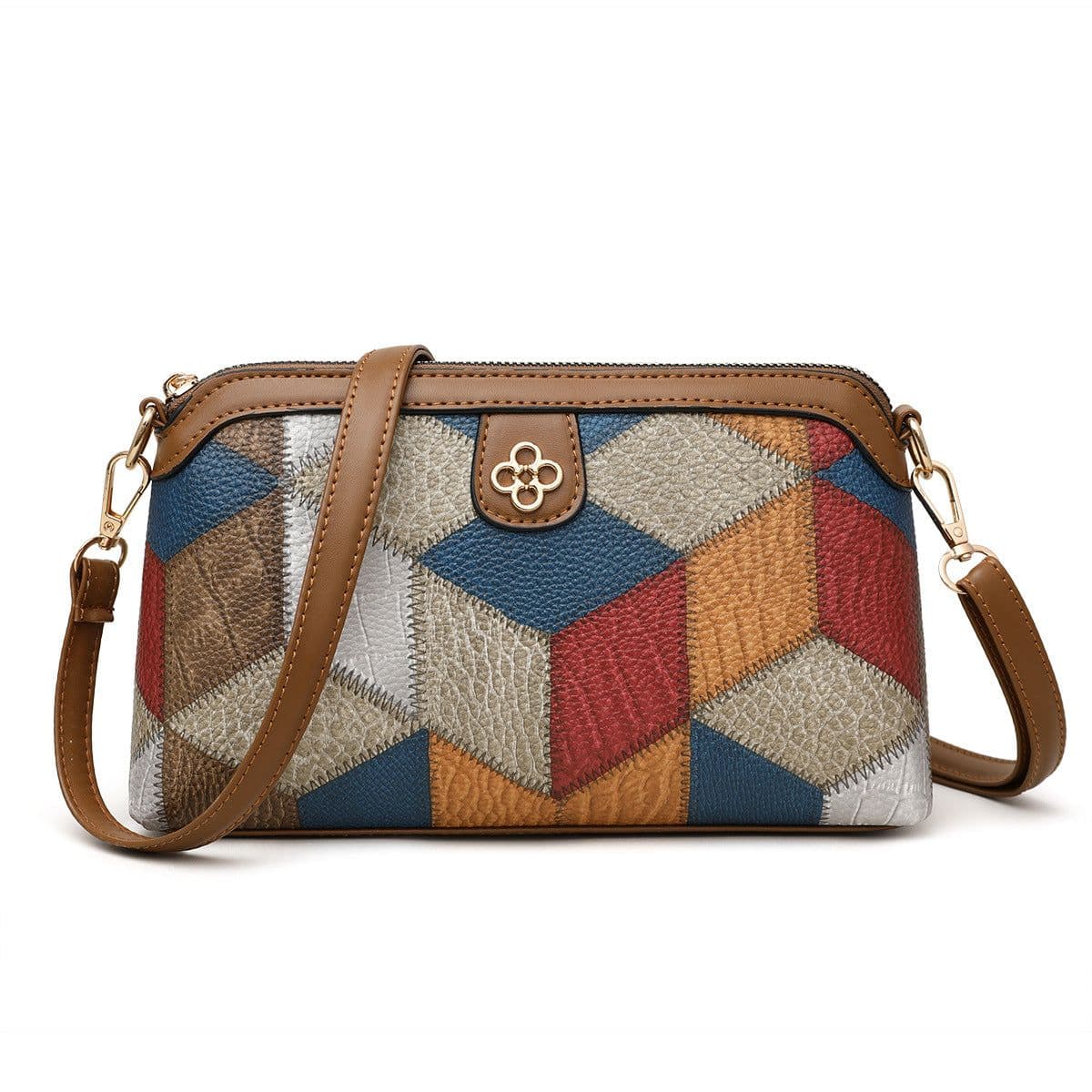 image-Bohemian Crossbody Bag - Gray Brown Retro PU Mini Shoulder Bag