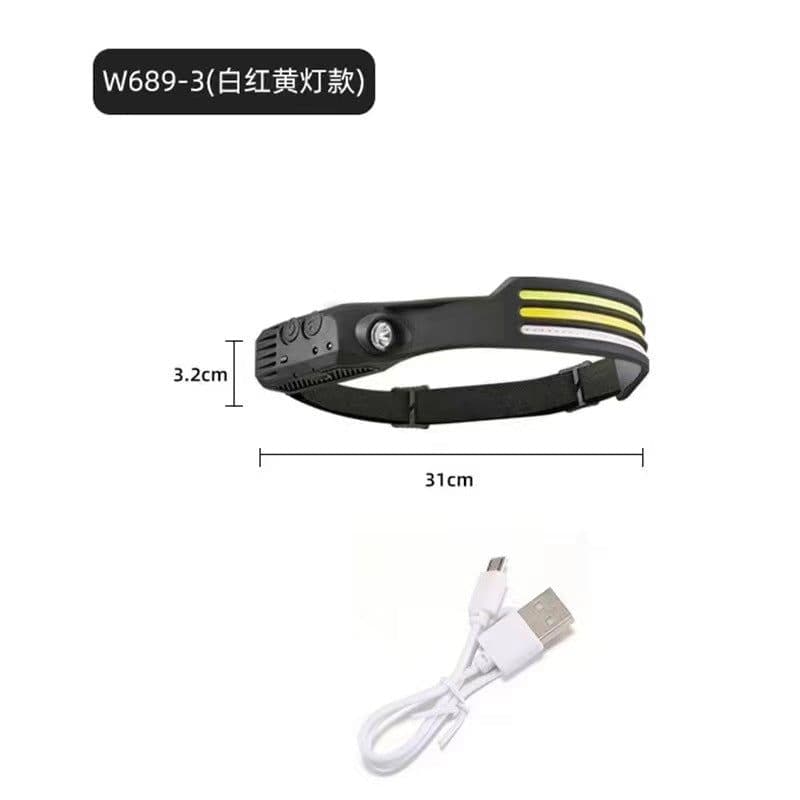 image-Head-mounted 10W COB Fishing Flashlight, Long-Life, Induction, Silicone, 200-500m