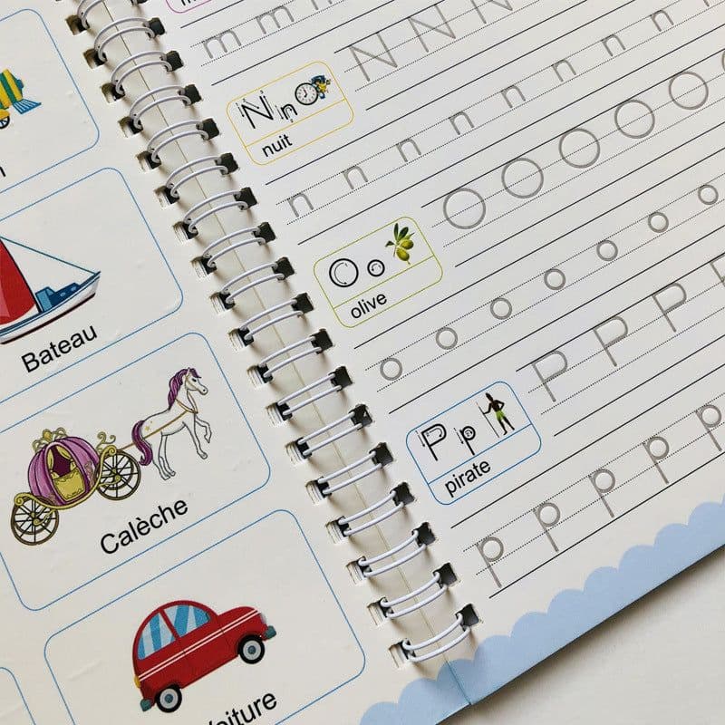 image-Cross-border e-commerce French copybook children's hard pen groove word sticker magic can be eliminated practice copybook control pen training
