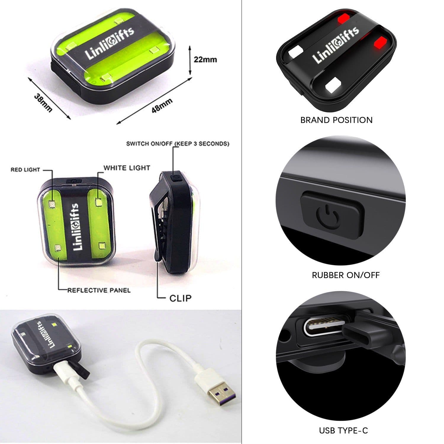 image-Acceptable LOGO printing Amazon e-commerce model 4-light running light red and white dual-light alternating running warning light