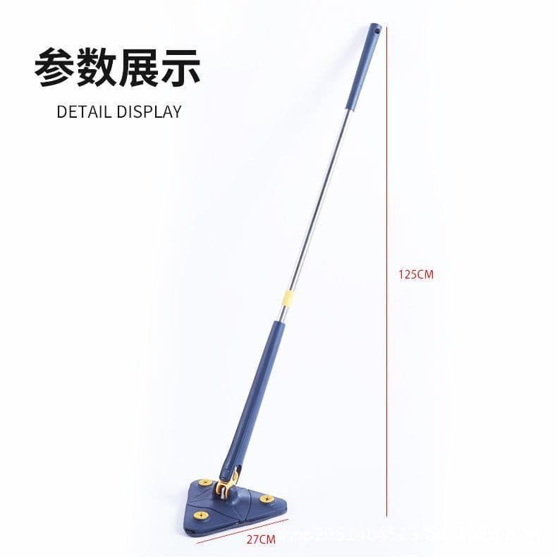 image-Mr. Xuan Triangular Spin Mop - Navy Blue, Stainless Steel Rod, 130cm