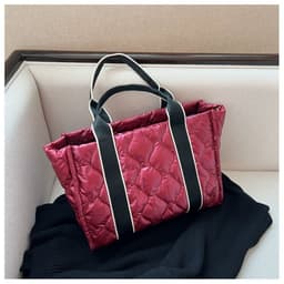 image-Grey Nylon Tote Bag - Soft Handle Rhombus