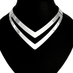 image-Metal Collar Necklace - Gold/White Zinc Alloy