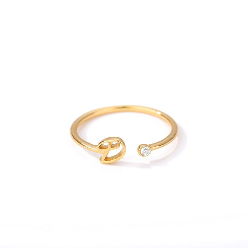 image-Cross-border simple letter ring English letter ring women's opening adjustable ring name ring spot