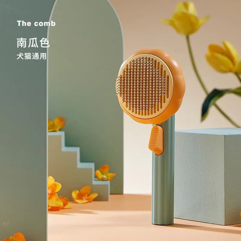 image-Pet Hair Removal Comb Dog Grooming Brush Gray Blue