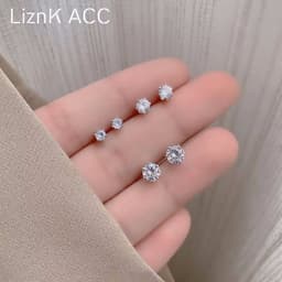 image-925 Silver Pearl Zircon Earrings Women