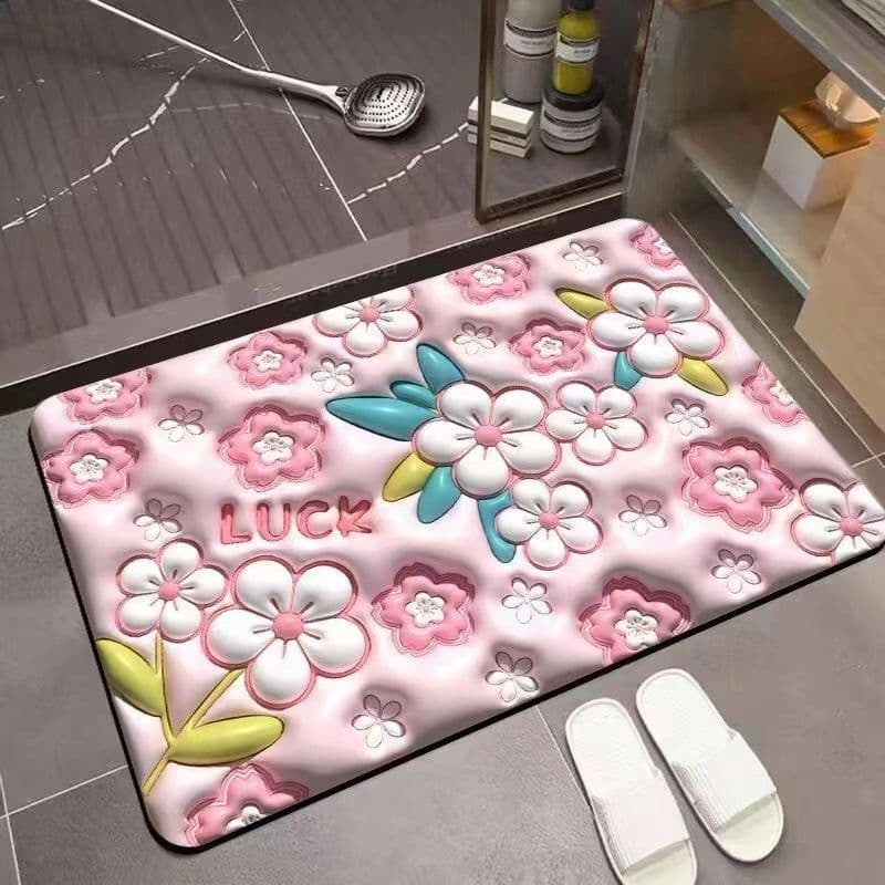 image-Bathroom Mat - Machine Washable Square Non-Slip Pad