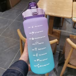 image-Fashion super large capacity outdoor frosted plastic cup gradient sports portable kettle colorful space bomb cover straw cup