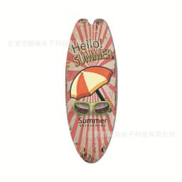 image-Wooden Surfboard Beach Theme Sign - Retro Decor for Bar or Wall
