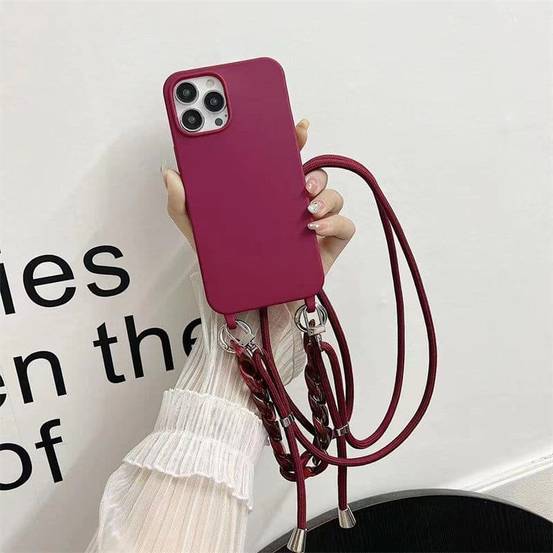 image-iPhone 14 Max Case - Grey TPU Messenger Chain