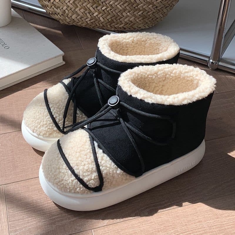 image-Retro Plus Size Women's Velvet Snow Boots - Warm Thick Cotton Slippers