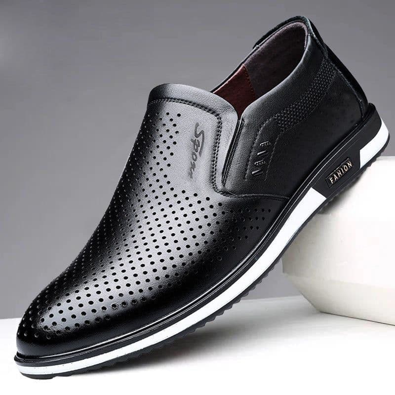 image-Men's Loafers - White PU Casual Shoes Size 44