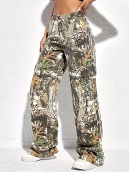 image-Women's High Waist Straight Denim Trousers - Casual