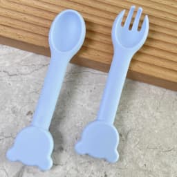 image-Baby Silicone Bowl Set - Fork & Spoon for 12+ Months