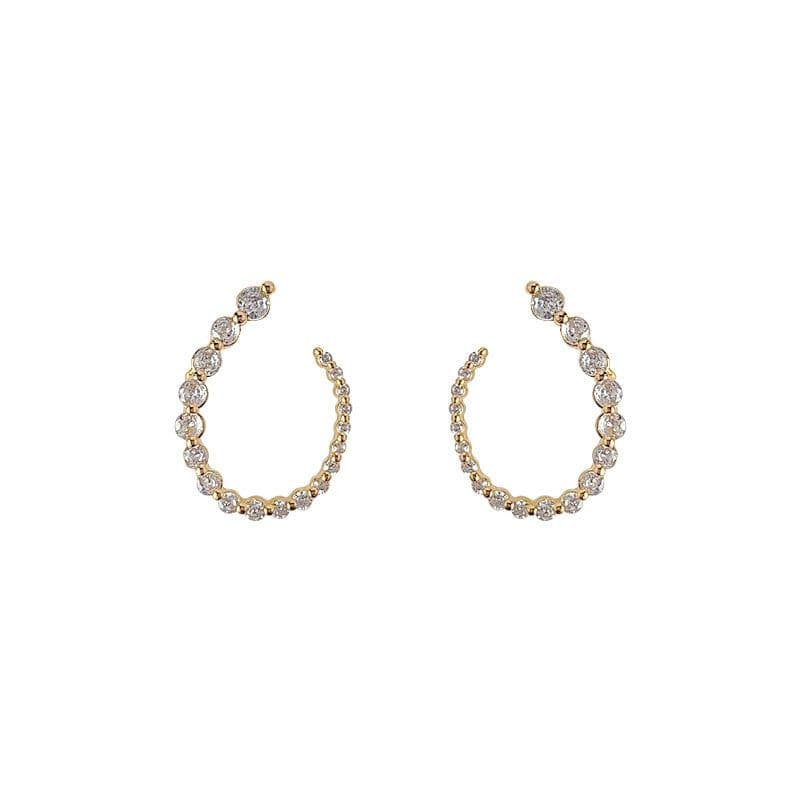 image-Gold Plated Zircon Ear Cuff - Geometric Non-Pierced Earrings