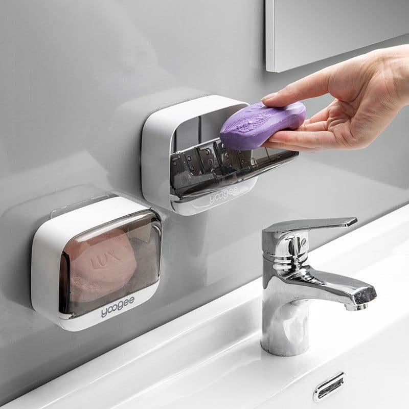 image-Yukichi Soap Box - White Grey ABS Wall-Mounted