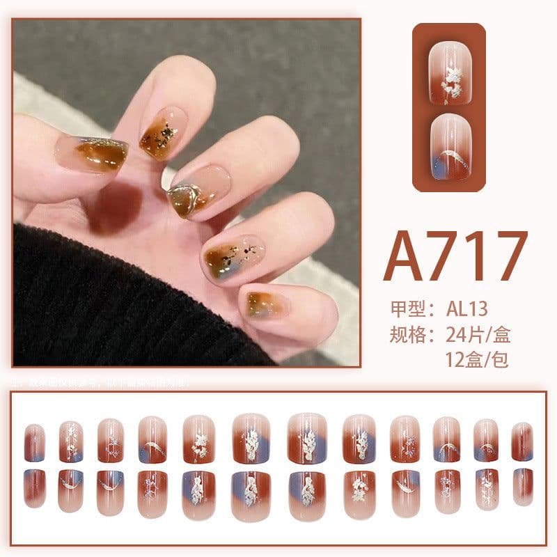 image-Autumn and winter gentle, sweet and pure desire INS style manicure wear nail polish girl whitening printed ice transparent fake nail polish